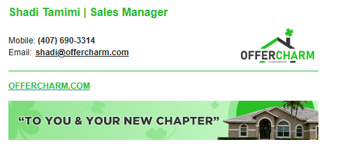 OfferCharm email signature for Shadi Tamimi