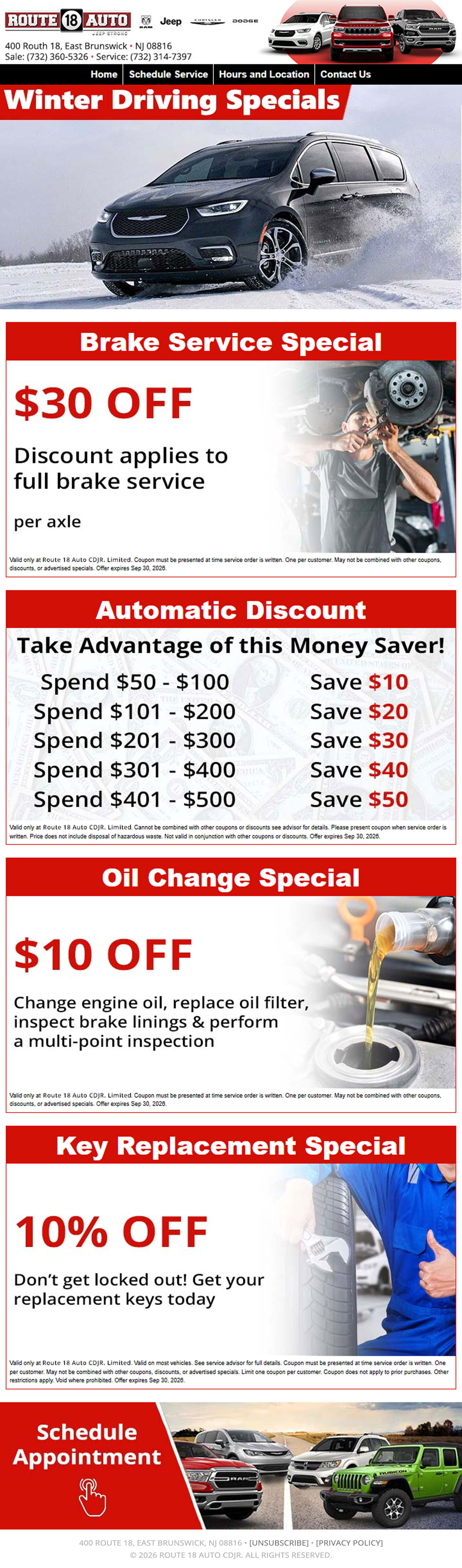 Route 18 Auto sales email before redesign